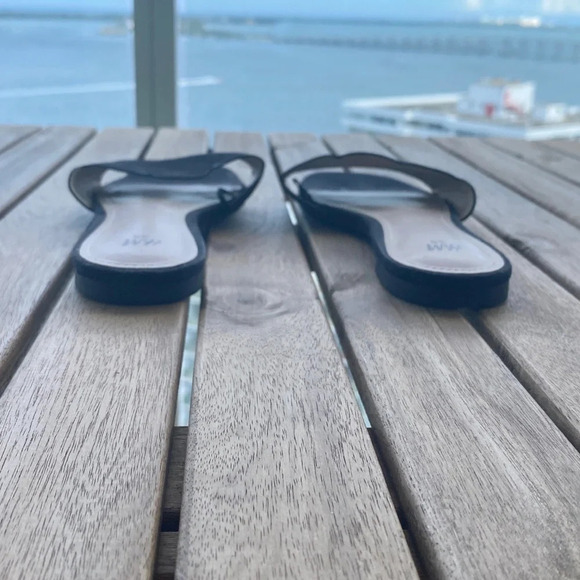 Sandals Black H&M size 7,5 scalloped One band 38 - Picture 3 of 4